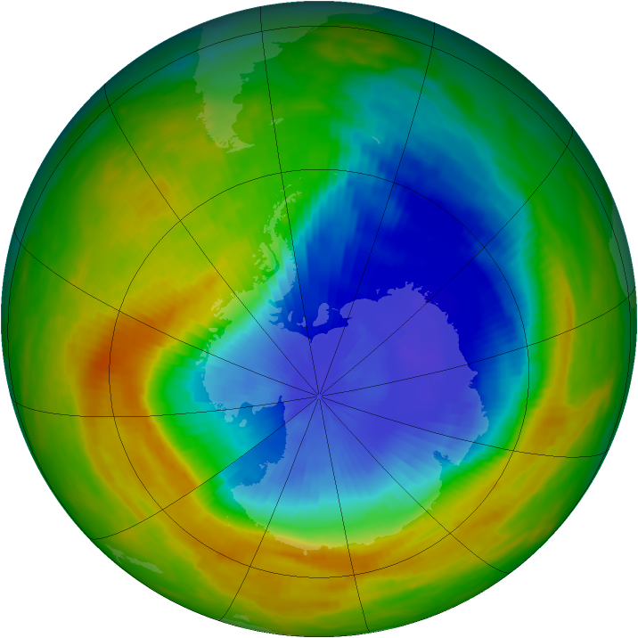 Antarctic ozone map for 05 November 1989